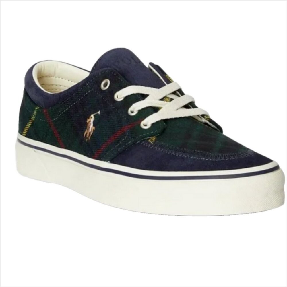 NWOB Polo Ralph Lauren Faxon x Tartan Plaid Wool Suede Sneakers